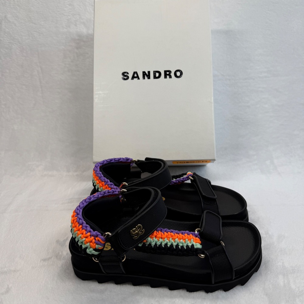 Sandro Olimpia Sandals Platform Flatform Colorful Straps Size 36